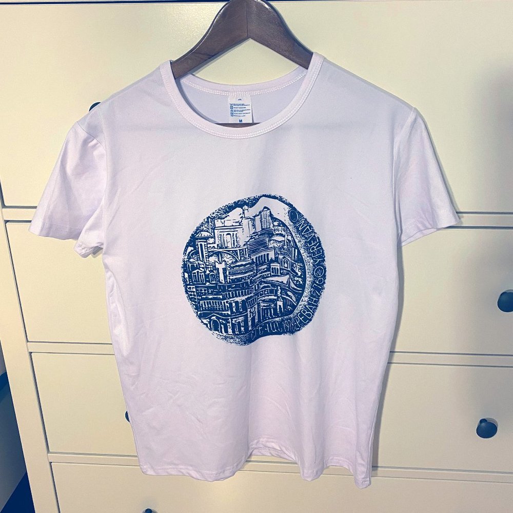 white graphic t-shirt